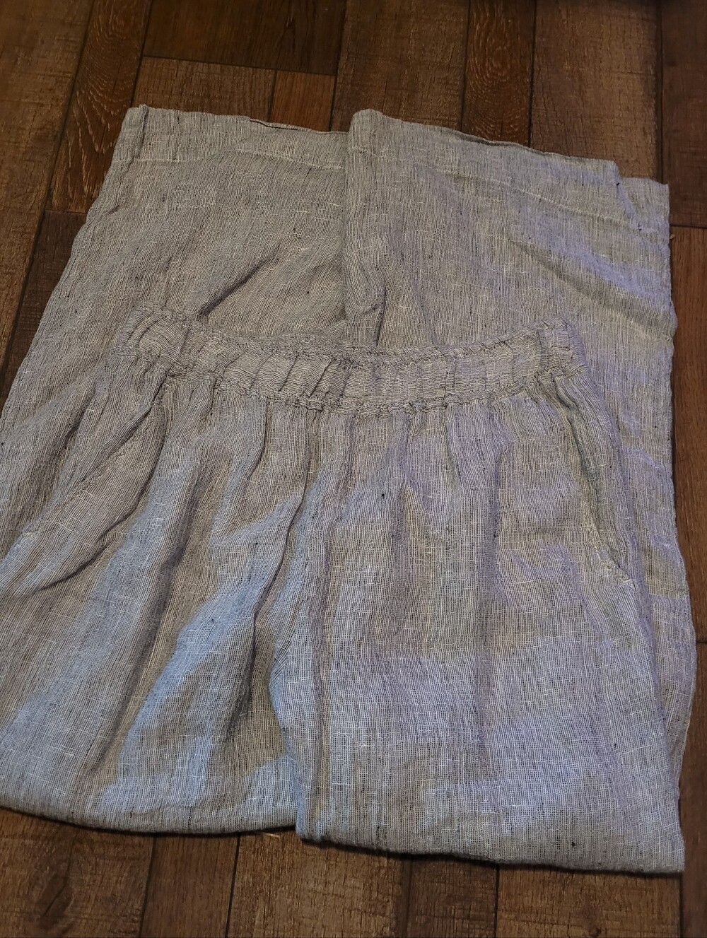 Tahari Light Gray Linen Wide-Leg Pants M